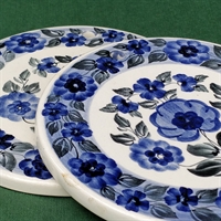 blå blomster rundt smøre bræt porcelæn dansk retro service